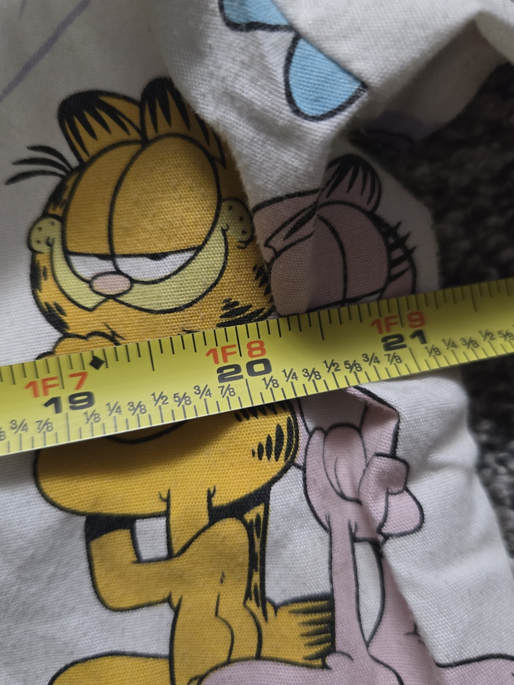 Garfield Cartoon Print Medical Scrub Top - White with Yellow & Purple - Picture 11 of 16